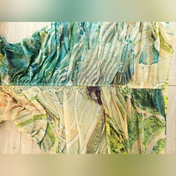 Nwt ZARA PRINTED TULLE DRESS GREEN - Picture 3 of 16